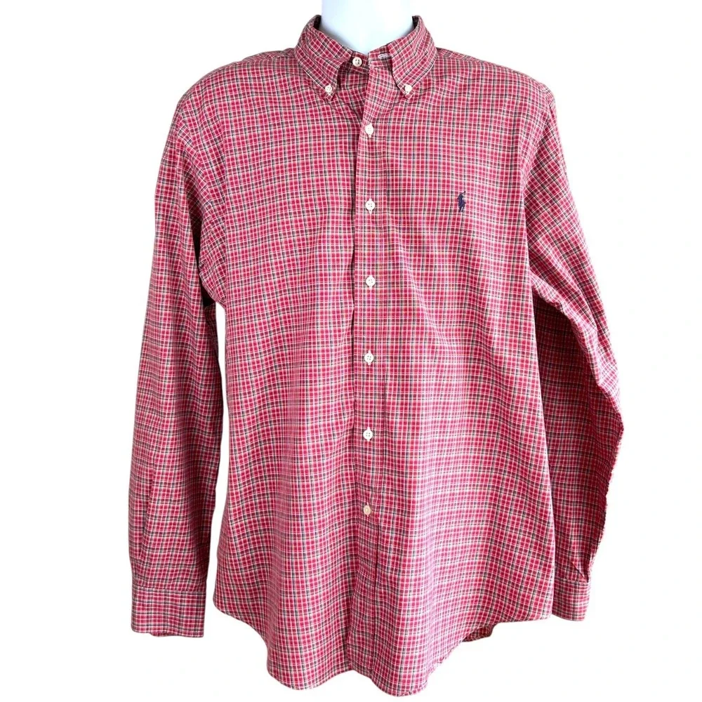 Ralph Lauren Mens Classic Fit Shirt Sz L Plaid‎ Button Down Long Sleeve Preppy